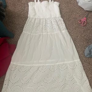 White Ruched Top Maxi Dress - Large